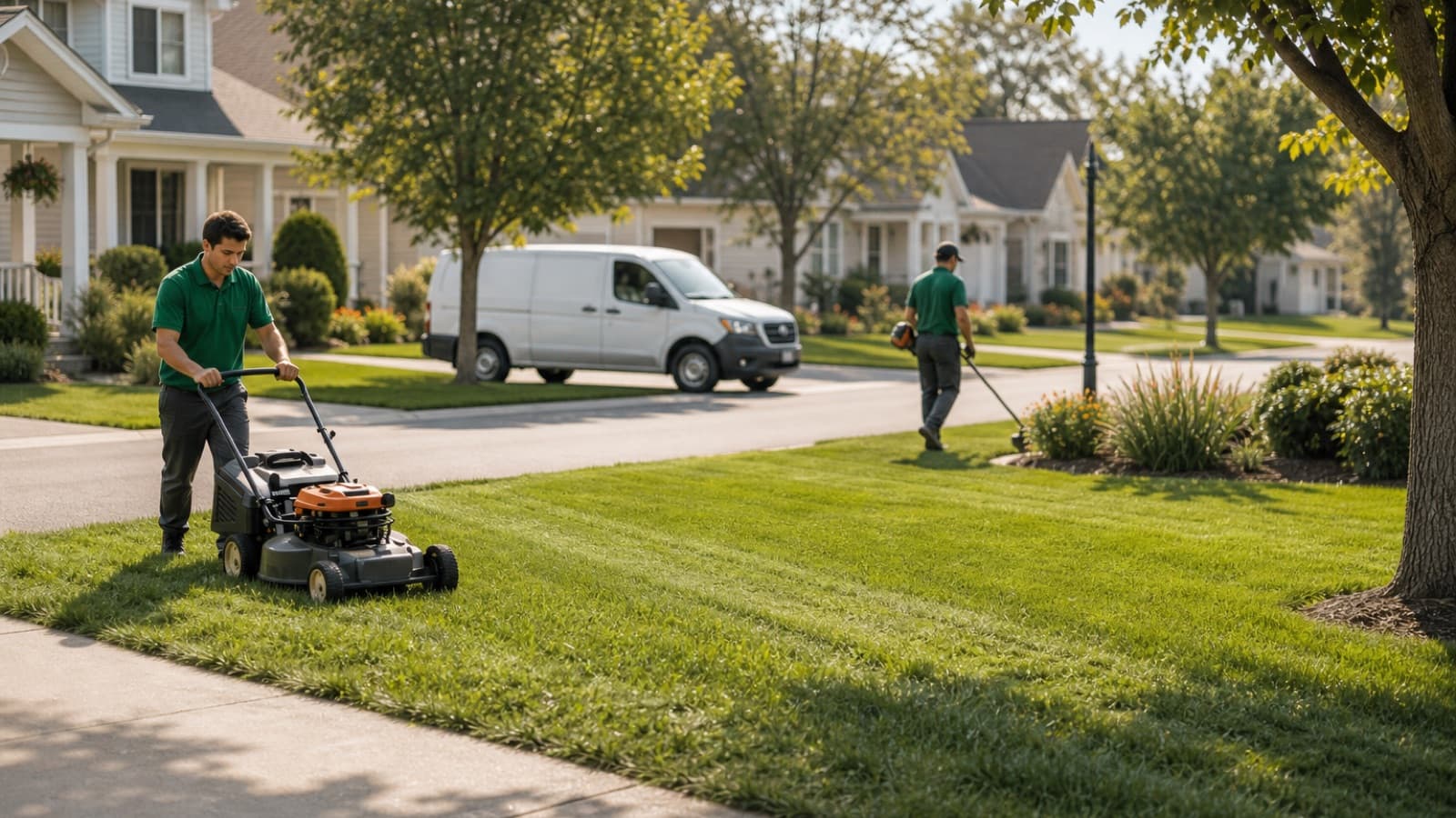 As more homes on a street book, one provider route serves them and the per-home price falls.