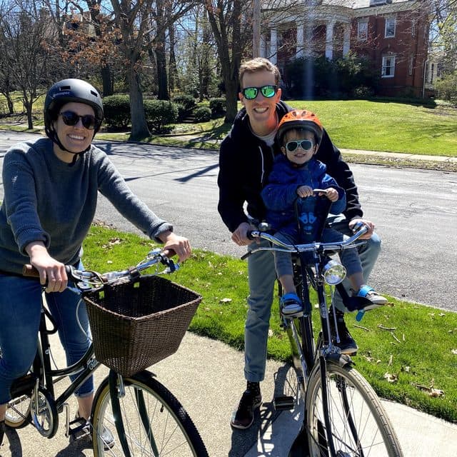 Rob van Haaren, founder of BlockBundle, on a neighborhood bike ride with his family